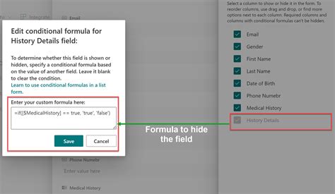 SharePoint conditional formula: form view .